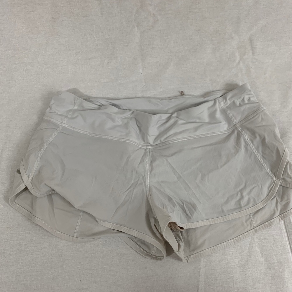 White lululemon gym shorts